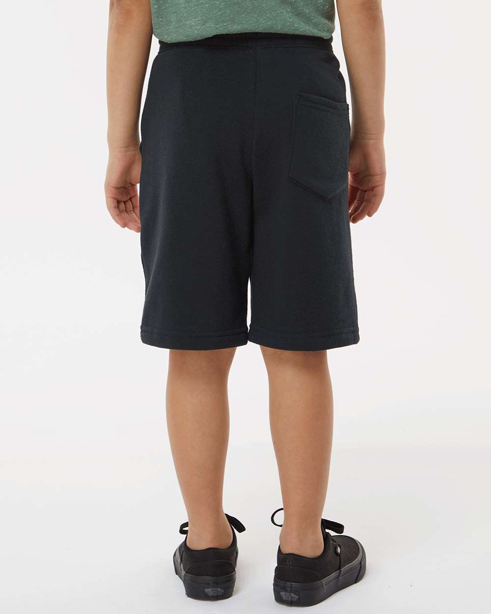 Youth Lightweight Special Blend Fleece Shorts - OnModelBack - B03776504 - Black