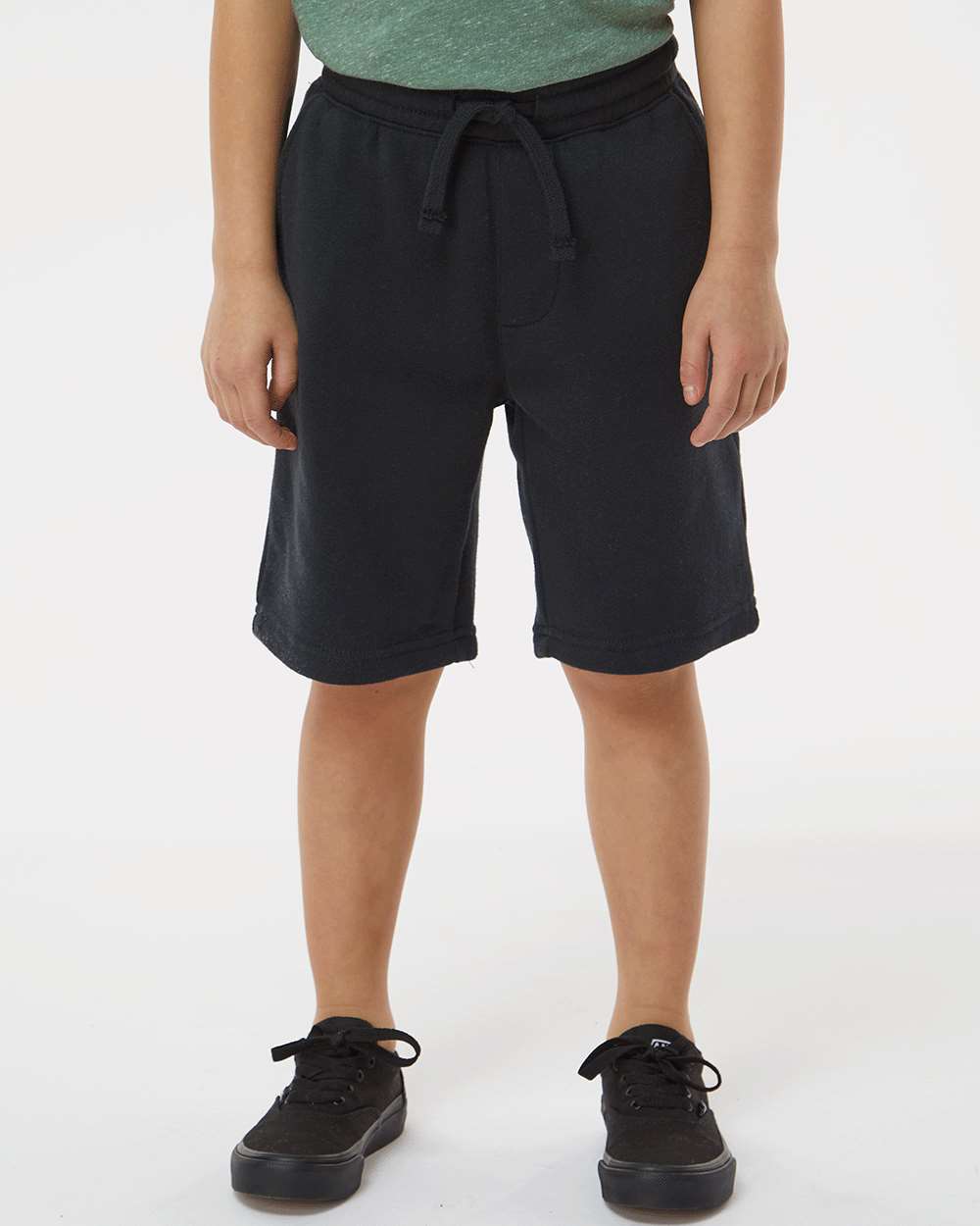 Youth Lightweight Special Blend Fleece Shorts - OnModelFront - B03776504 - Black