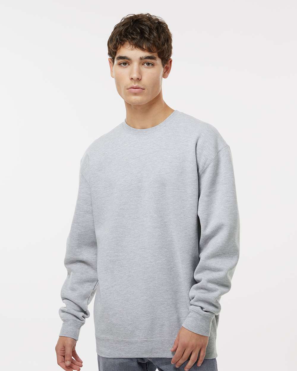 Unisex Heavyweight Crewneck Sweatshirt - OnModelFront - B04076352 - Grey Heather