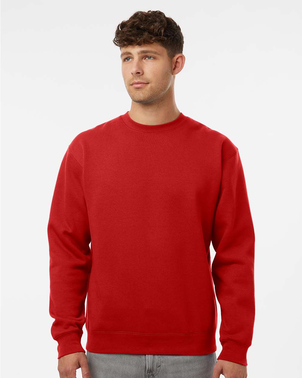 Unisex Heavyweight Crewneck Sweatshirt - OnModelFront - B04076702 - Red
