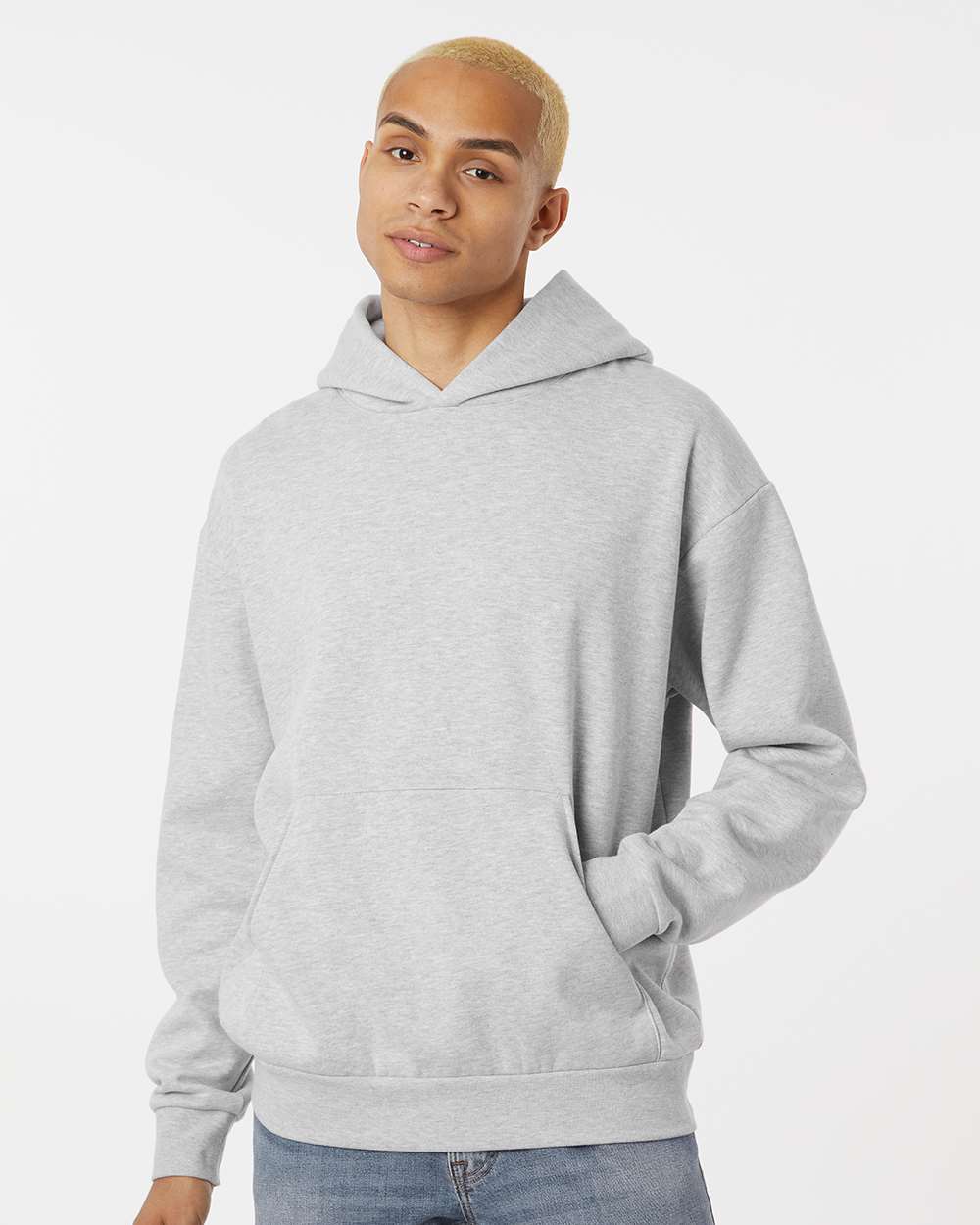 Unisex Avenue Hooded Sweatshirt - OnModelFront - B04276352 - Grey Heather