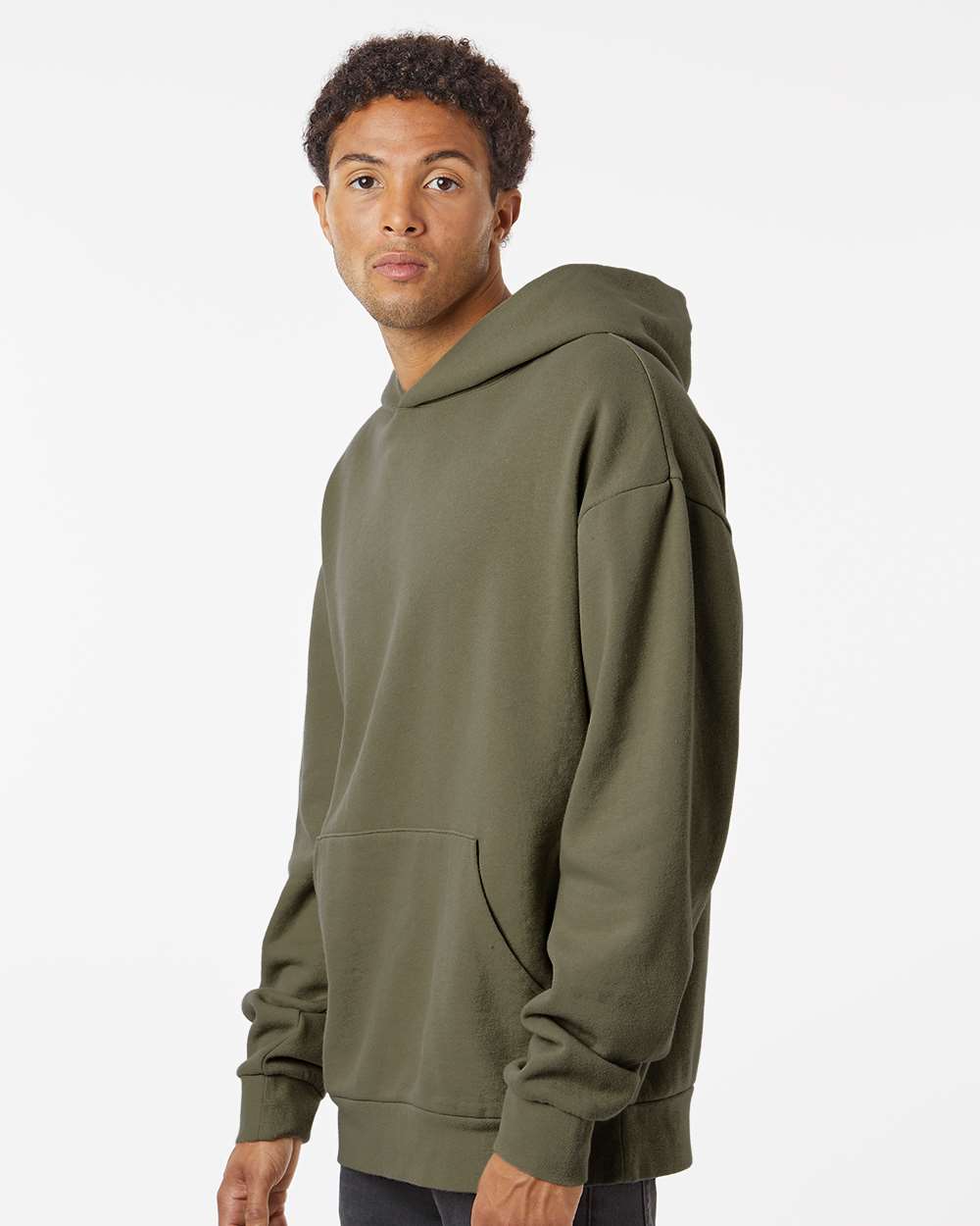 Unisex Avenue Hooded Sweatshirt - OnModelSide - B04276642 - Olive