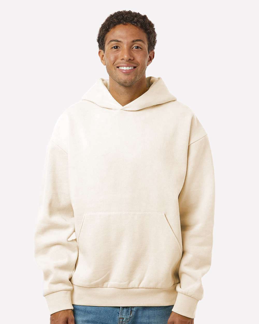 Unisex Boulevard Heavyweight Hooded Sweatshirt - OnModelFront - B00376242 - Bone