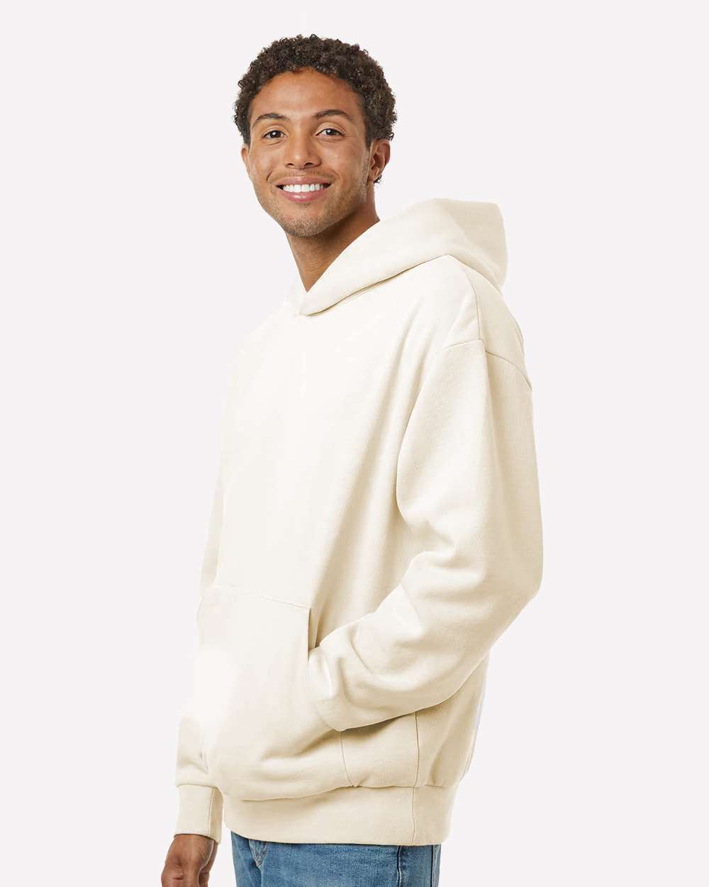 Unisex Boulevard Heavyweight Hooded Sweatshirt - OnModelSide - B00376242 - Bone