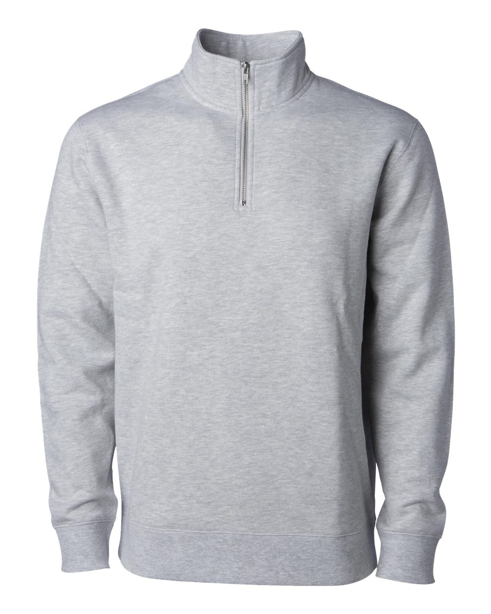 Unisex Midweight Quarter-Zip Pullover - Front - B00476352 - Grey Heather