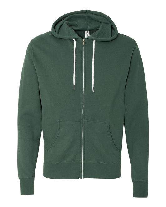 Unisex Lightweight Full-Zip Hooded Sweatshirt - Front - B81076232 - Alpine Green