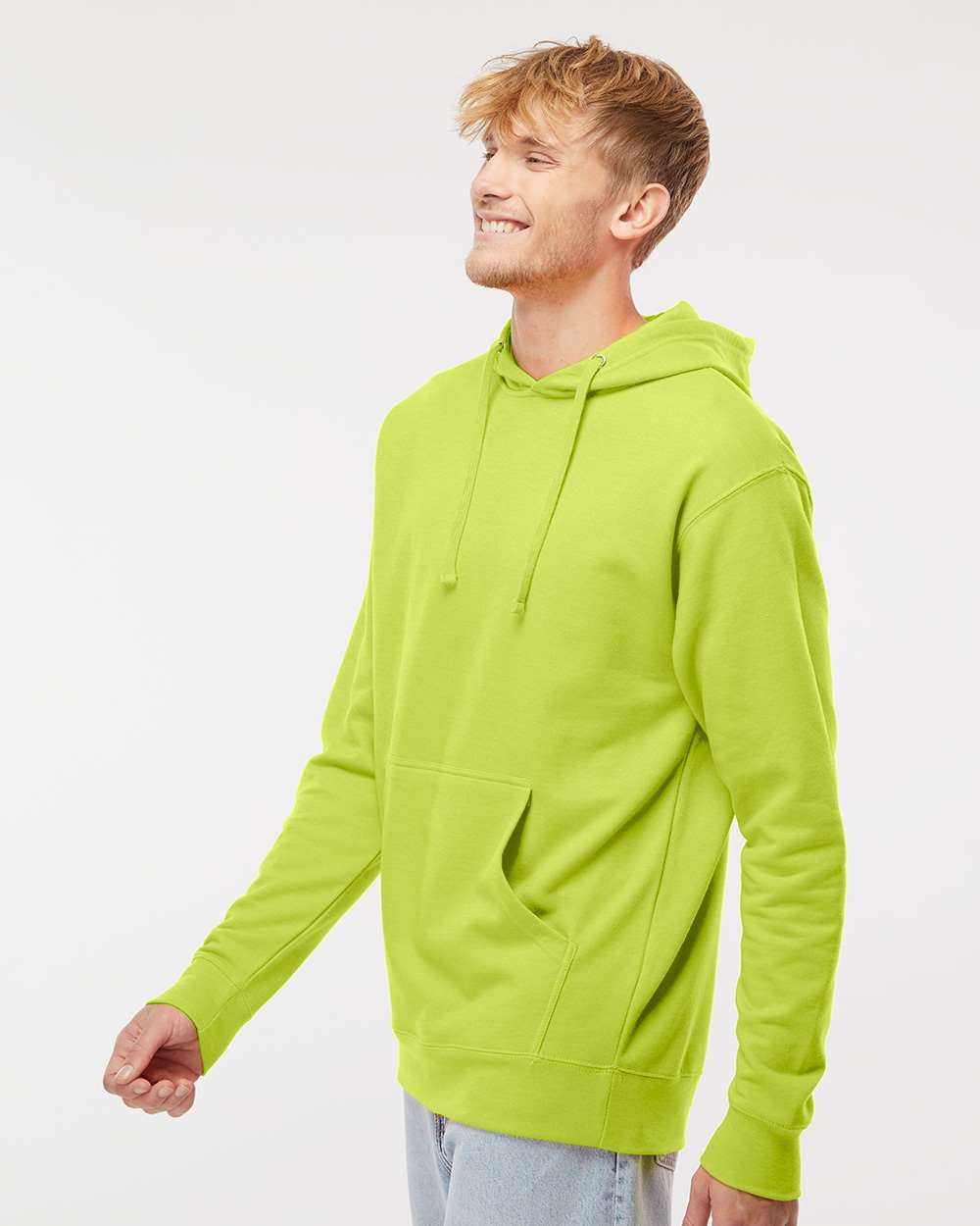Unisex Midweight Hooded Sweatshirt - OnModelSide - B23676172 - Safety Yellow