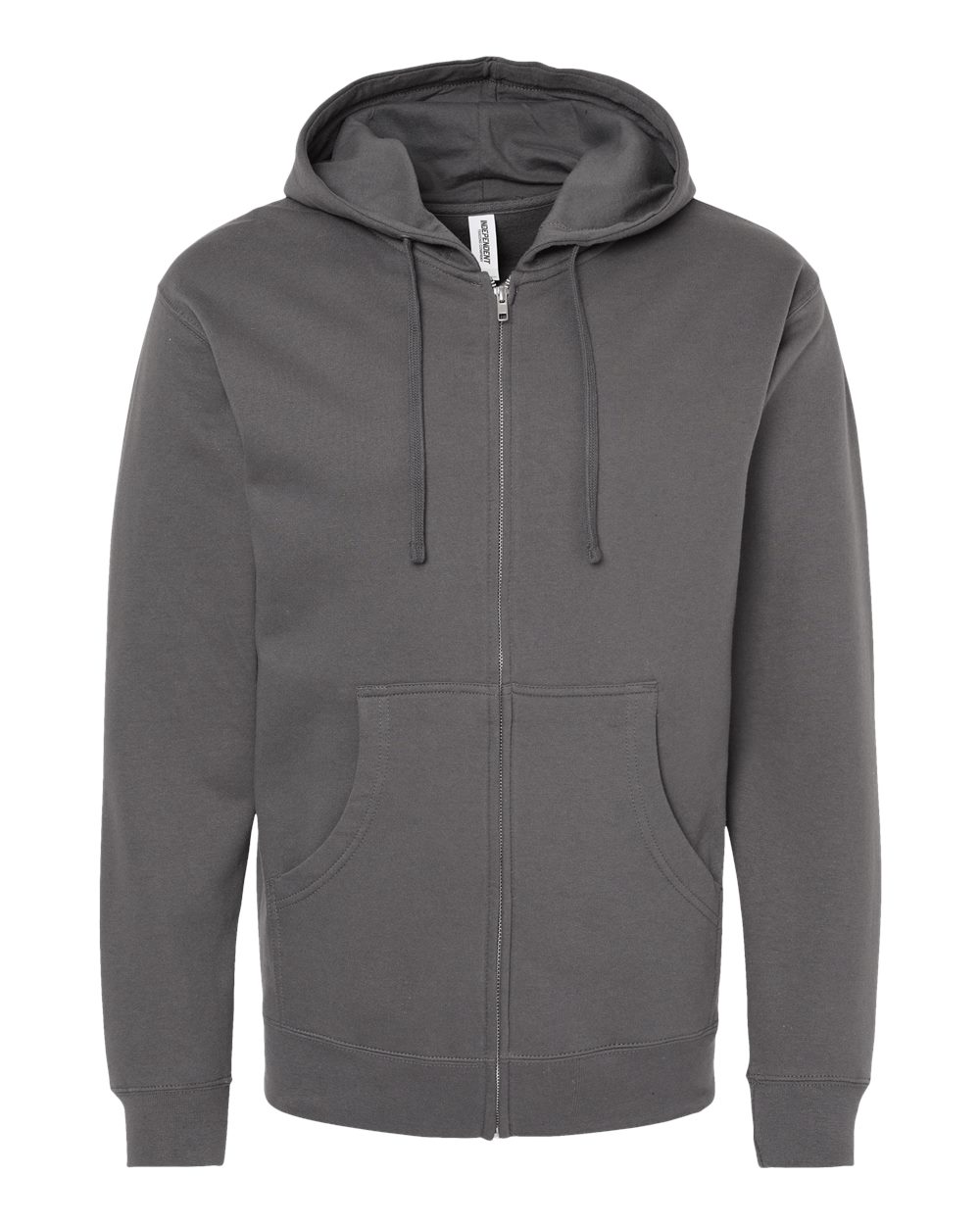 Unisex Midweight Full-Zip Hooded Sweatshirt - Front - B20176103 - Charcoal