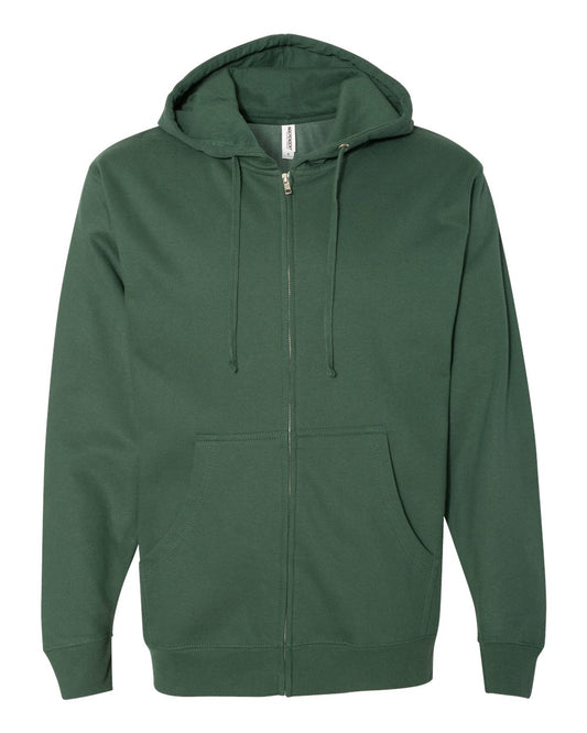 Unisex Midweight Full-Zip Hooded Sweatshirt - Front - B20176232 - Alpine Green