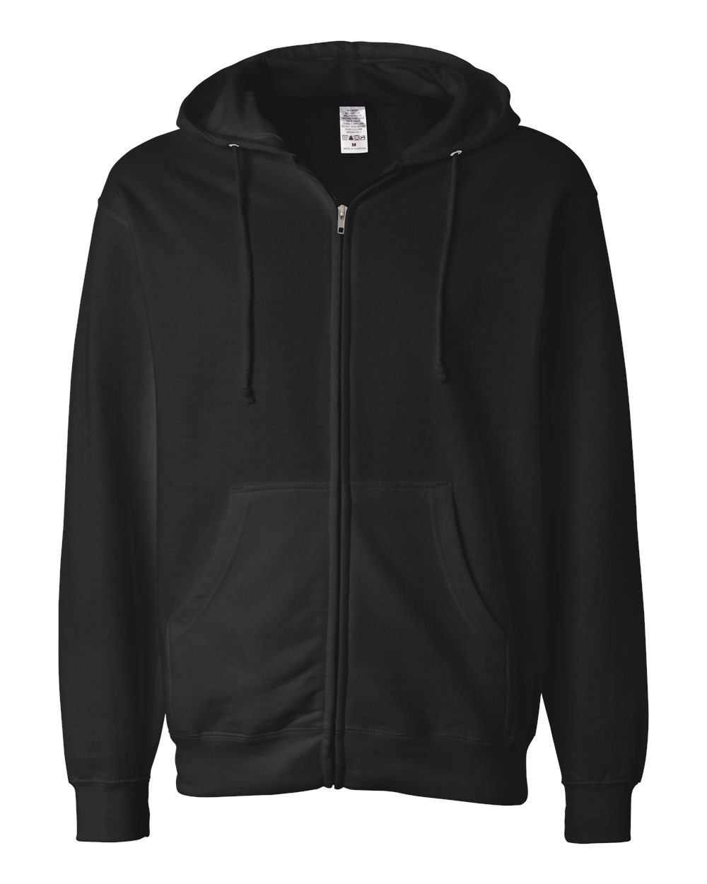 Unisex Midweight Full-Zip Hooded Sweatshirt - Front - B20176502 - Black