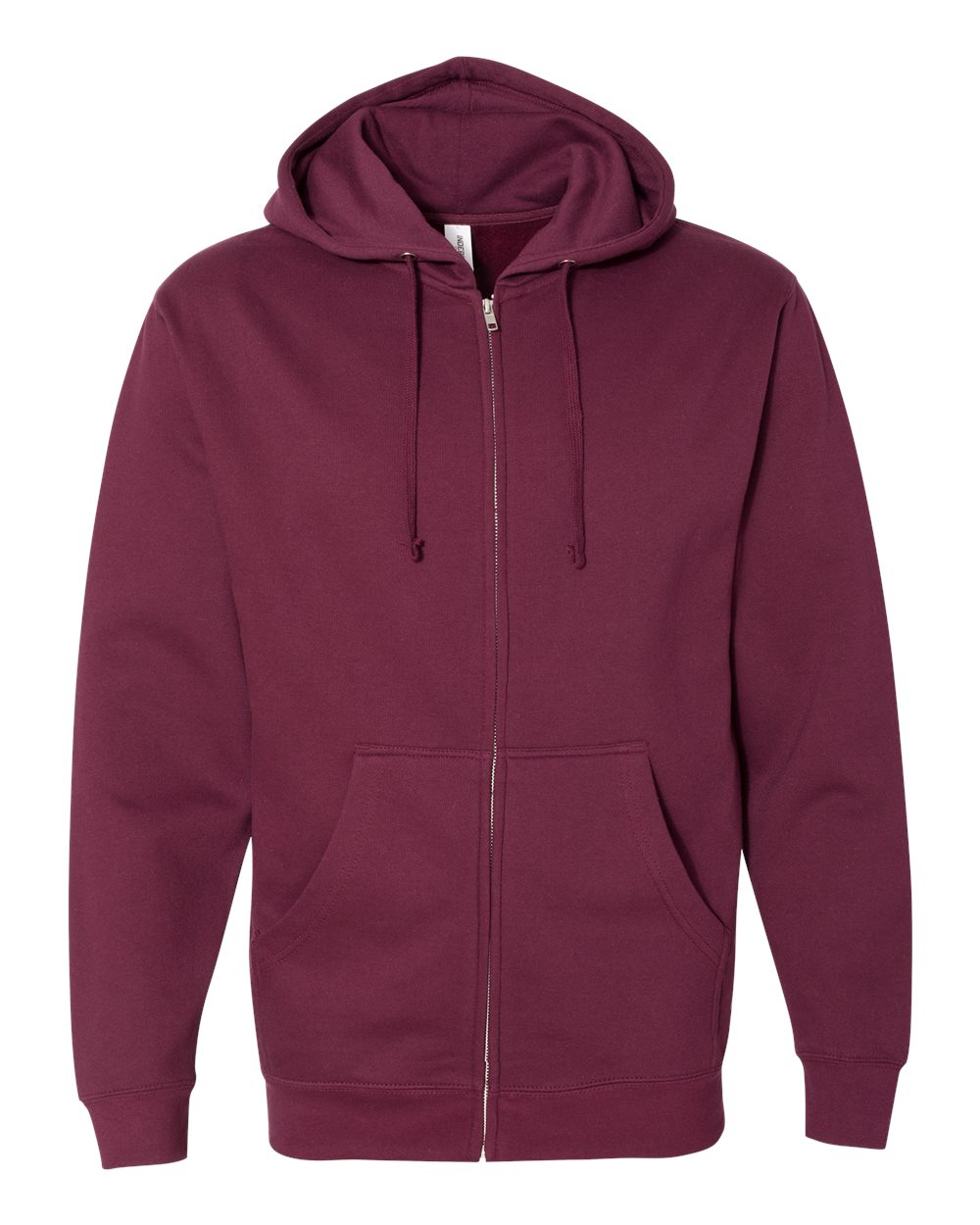 Unisex Midweight Full-Zip Hooded Sweatshirt - Front - B20176532 - Maroon