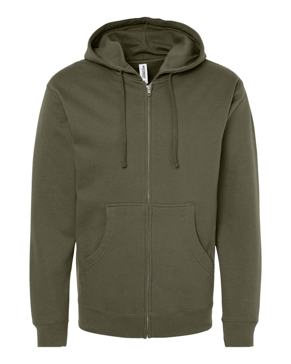 Unisex Midweight Full-Zip Hooded Sweatshirt - Front - B20176542 - Army