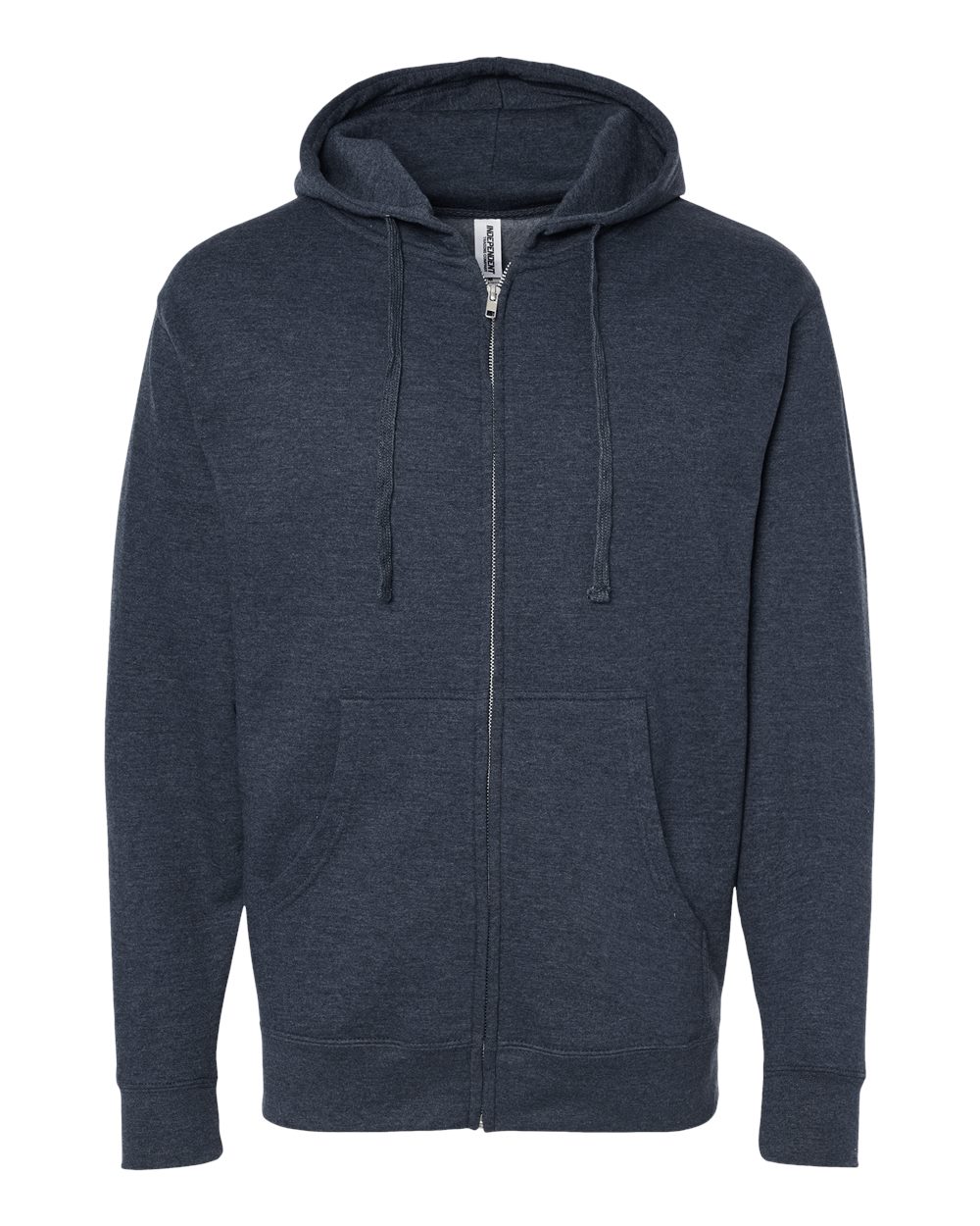 Unisex Midweight Full-Zip Hooded Sweatshirt - Front - B20176632 - Classic Navy Heather
