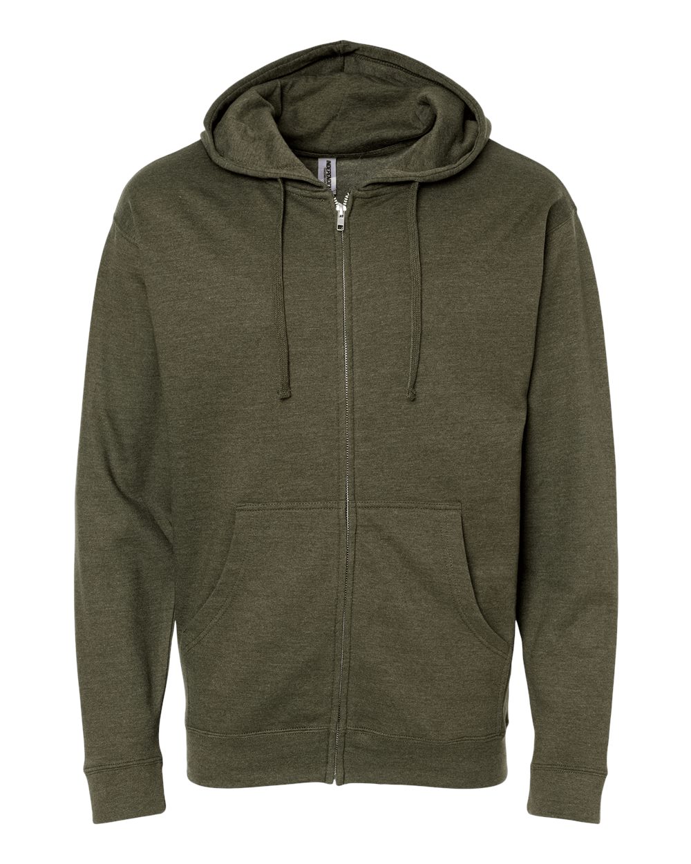 Unisex Midweight Full-Zip Hooded Sweatshirt - Front - B20176642 - Army Heather