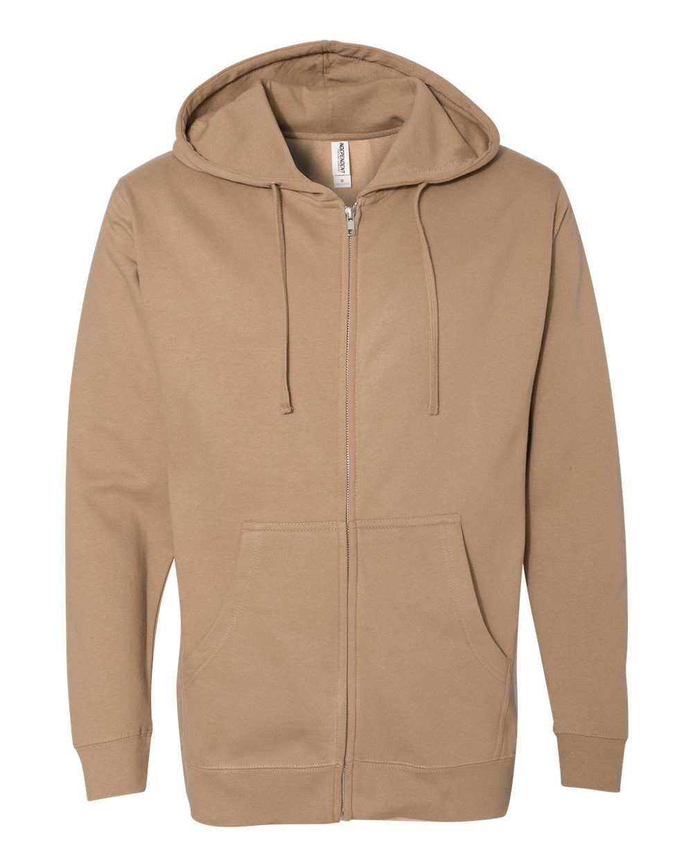 Unisex Midweight Full-Zip Hooded Sweatshirt - Front - B20176732 - Sandstone