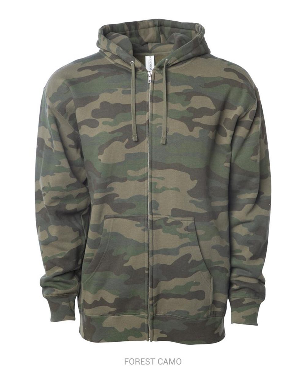 Unisex Midweight Full-Zip Hooded Sweatshirt - Front - B20176982 - Forest Camo