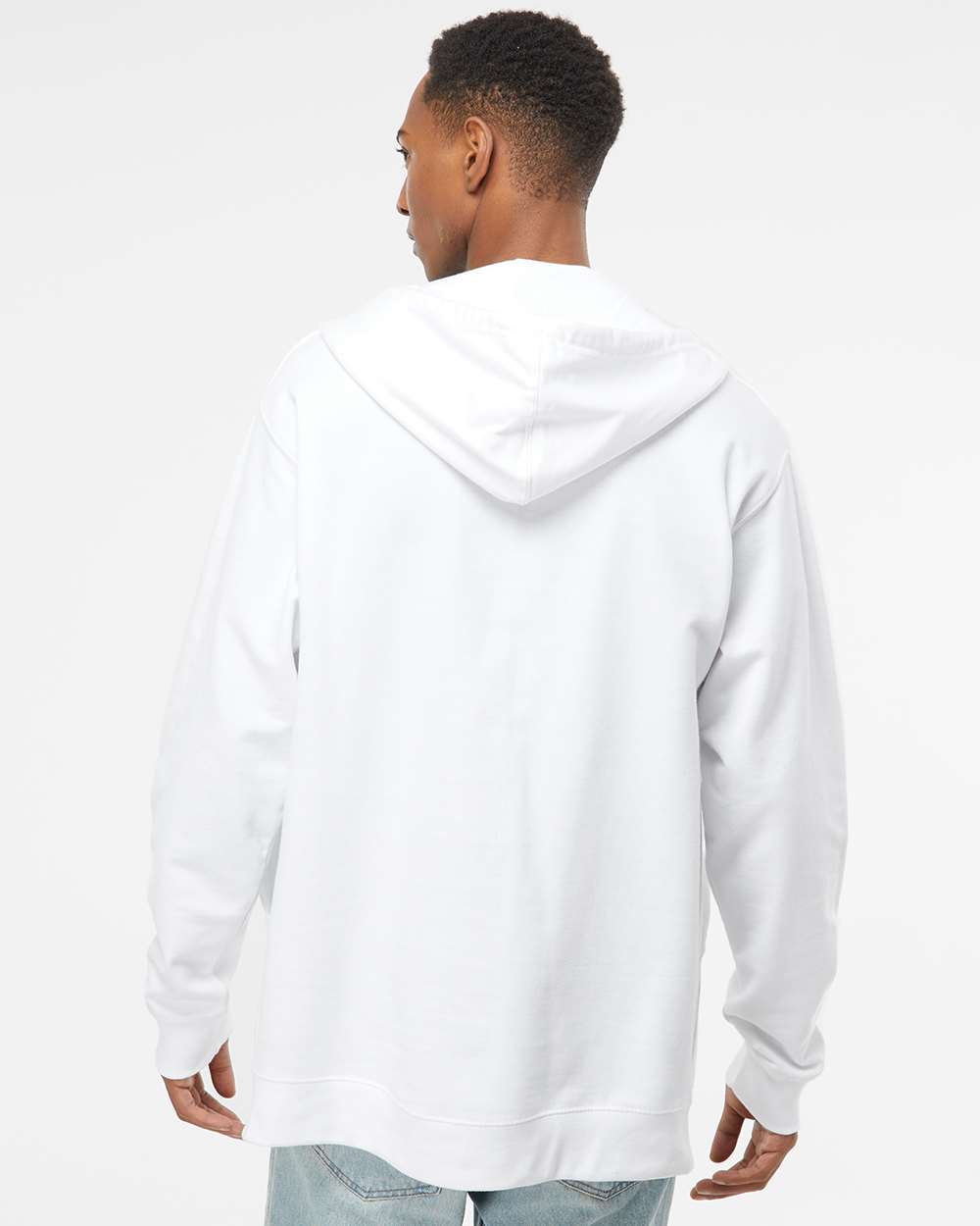 Unisex Midweight Full-Zip Hooded Sweatshirt - OnModelBack - B20176002 - White