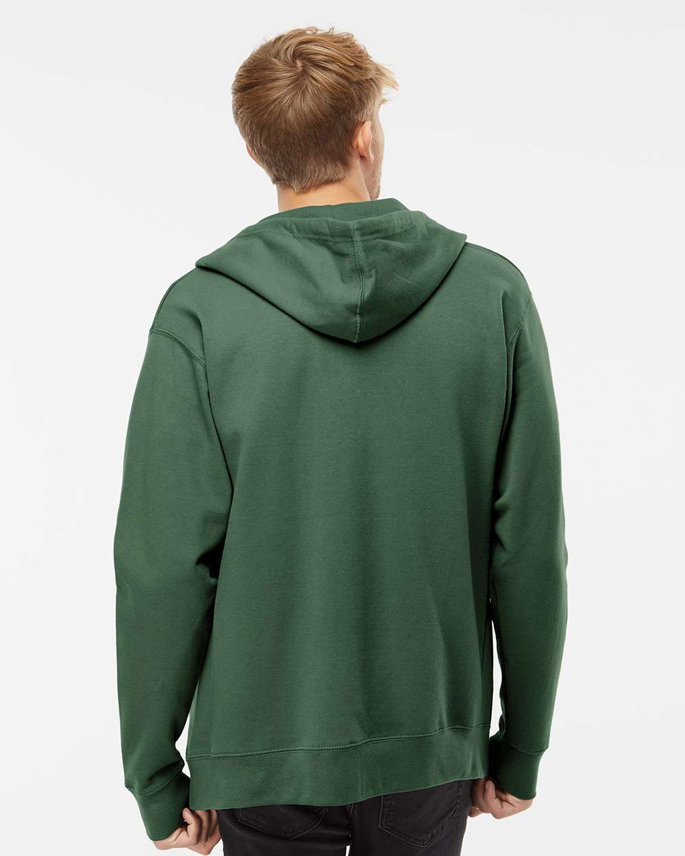 Unisex Midweight Full-Zip Hooded Sweatshirt - OnModelBack - B20176232 - Alpine Green
