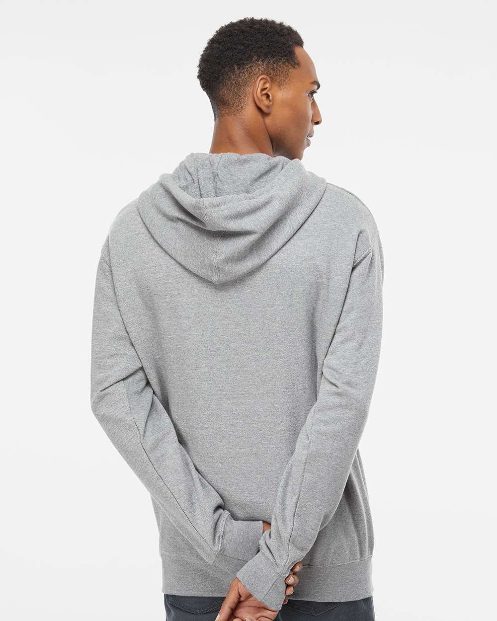 Unisex Midweight Full-Zip Hooded Sweatshirt - OnModelBack - B20176352 - Grey Heather