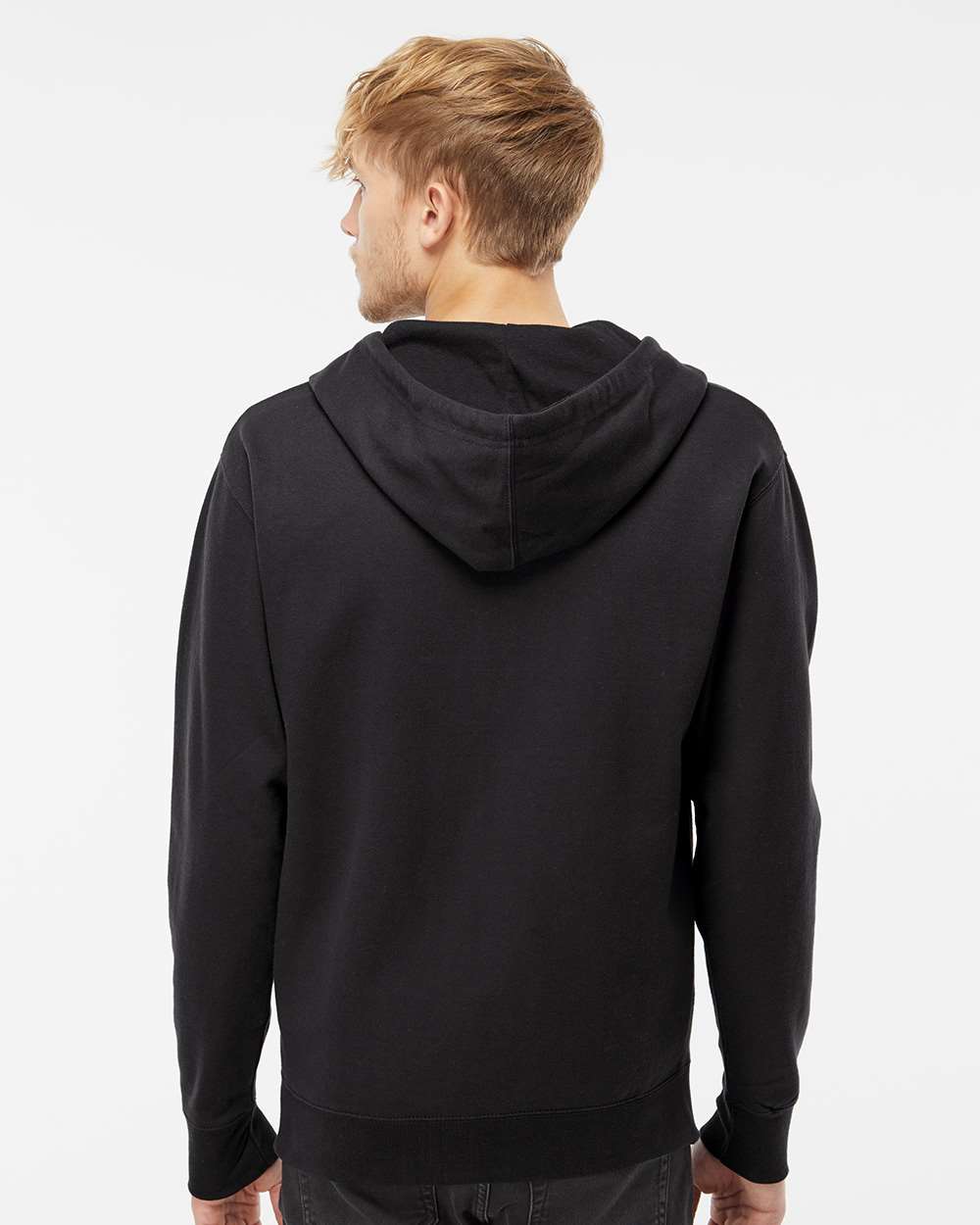 Unisex Midweight Full-Zip Hooded Sweatshirt - OnModelBack - B20176502 - Black