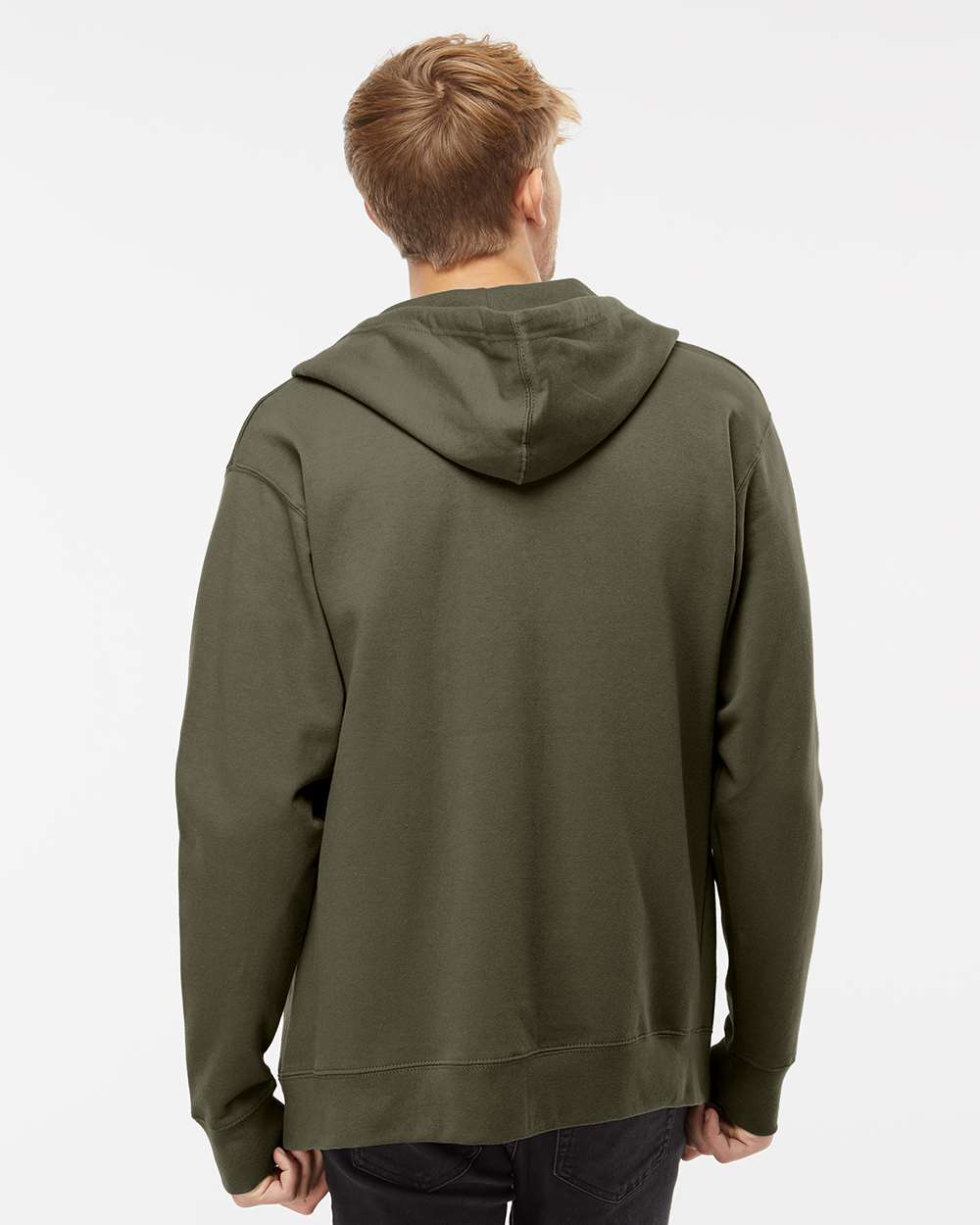 Unisex Midweight Full-Zip Hooded Sweatshirt - OnModelBack - B20176542 - Army