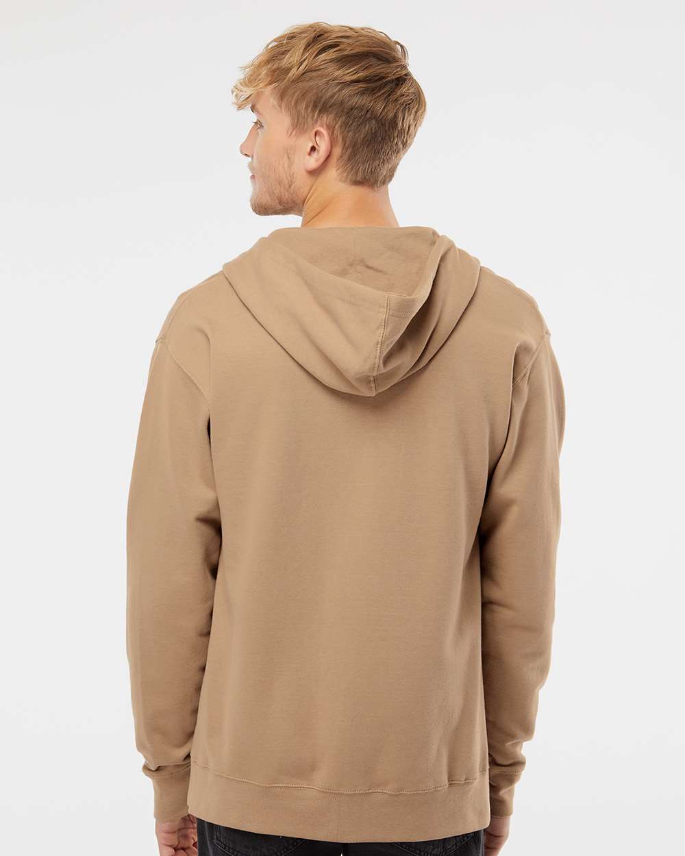 Unisex Midweight Full-Zip Hooded Sweatshirt - OnModelBack - B20176732 - Sandstone
