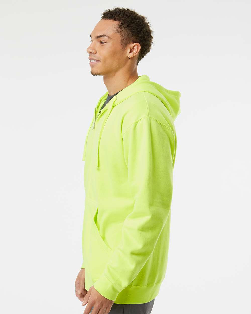 Unisex Midweight Full-Zip Hooded Sweatshirt - OnModelSide - B20176172 - Safety Yellow