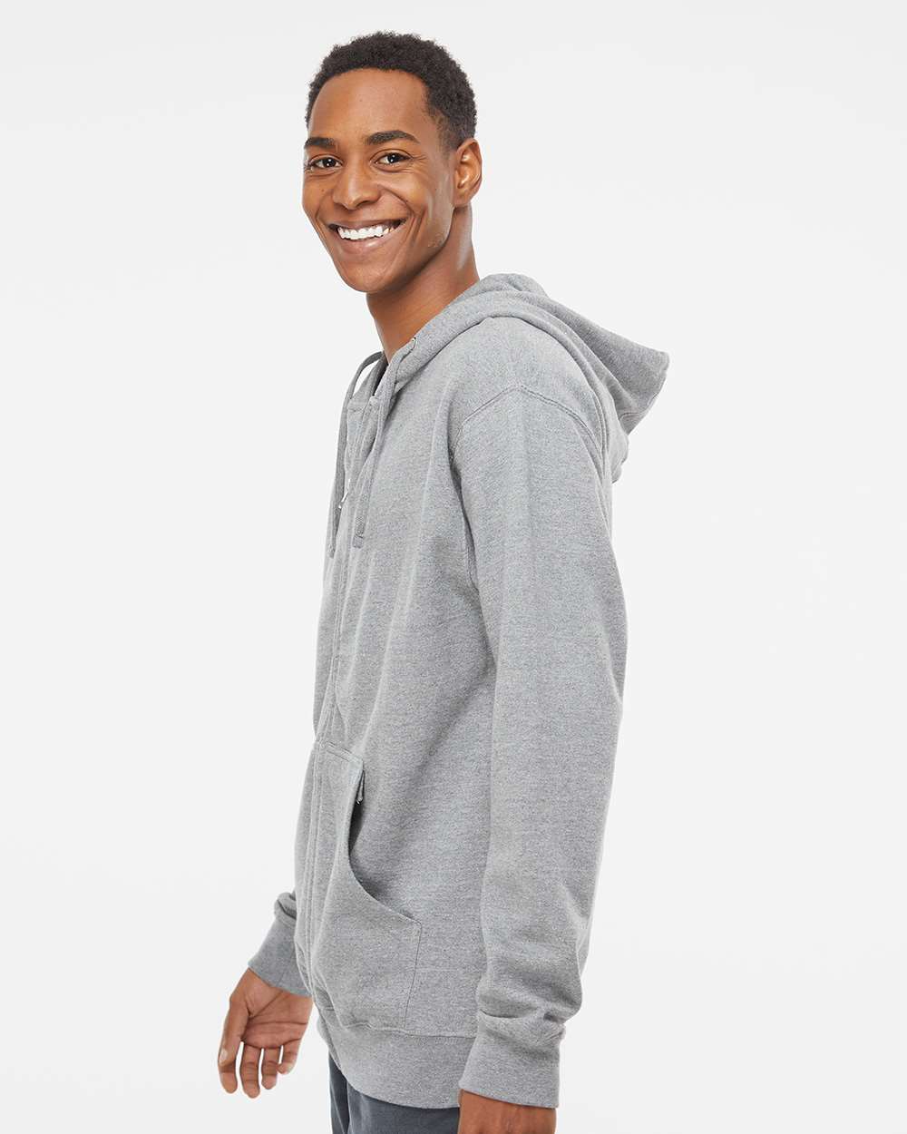 Unisex Midweight Full-Zip Hooded Sweatshirt - OnModelSide - B20176352 - Grey Heather