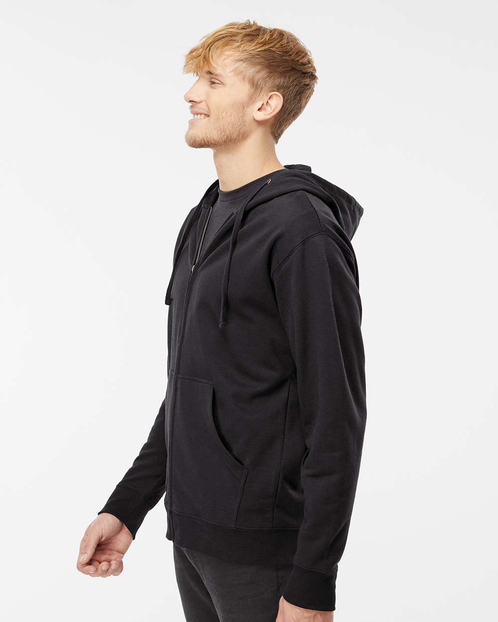 Unisex Midweight Full-Zip Hooded Sweatshirt - OnModelSide - B20176502 - Black