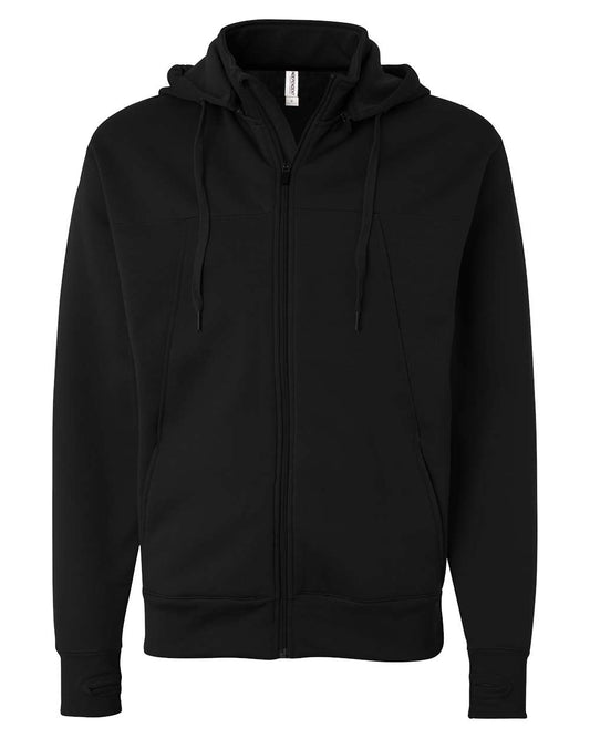 Unisex Poly-Tech Full-Zip Hooded Sweatshirt - Front - B82476502 - Black