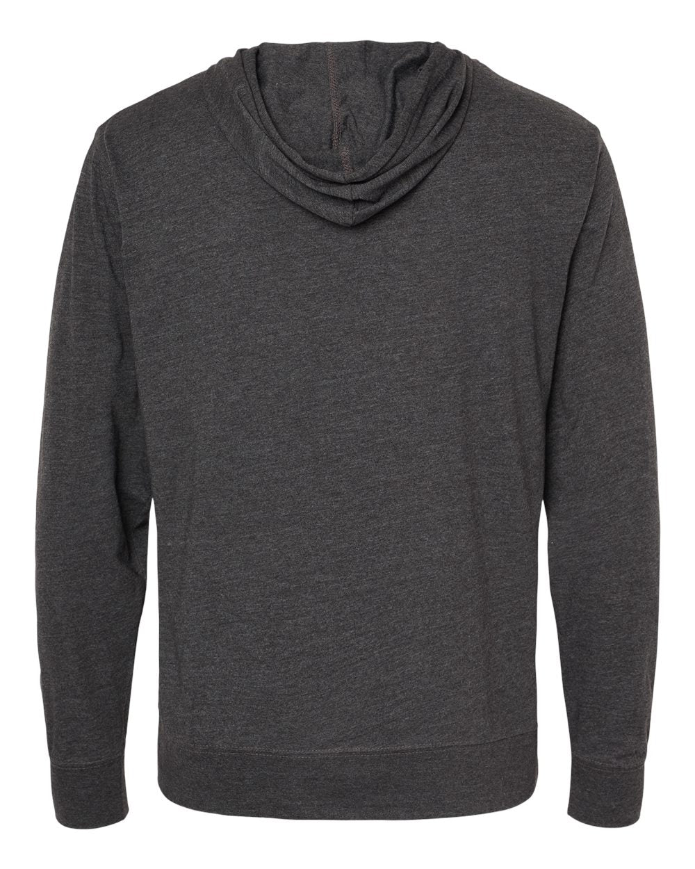 Unisex Lightweight Jersey Full-Zip Hooded T-Shirt - Back - B01876092 - Charcoal Heather