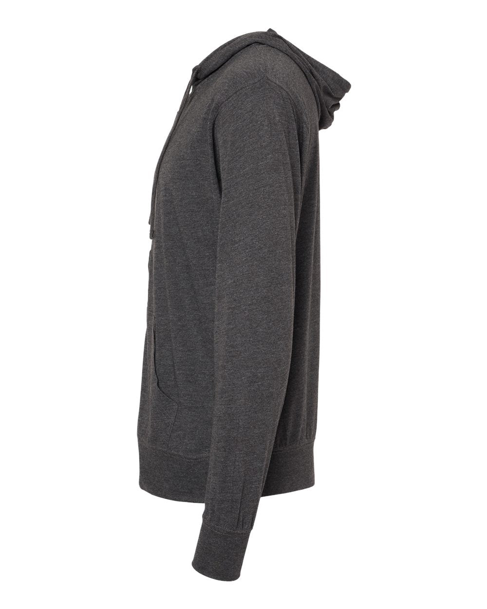 Unisex Lightweight Jersey Full-Zip Hooded T-Shirt - DirectSide - B01876092 - Charcoal Heather