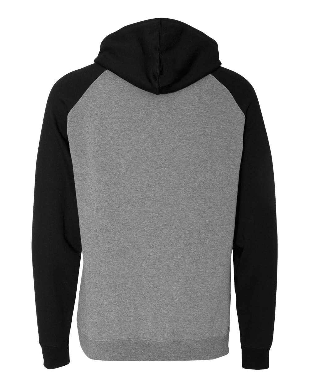 Unisex Raglan Hooded Sweatshirt - Back - B82976512 - Gunmetal Heather/ Black