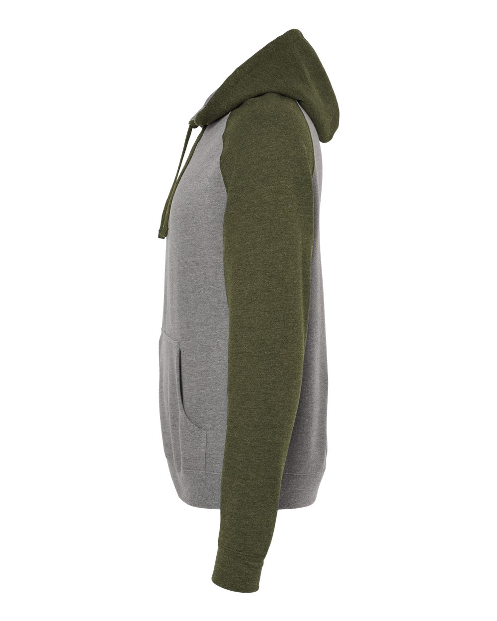 Unisex Raglan Hooded Sweatshirt - DirectSide - B82976352 - Gunmetal Heather/ Army Heather
