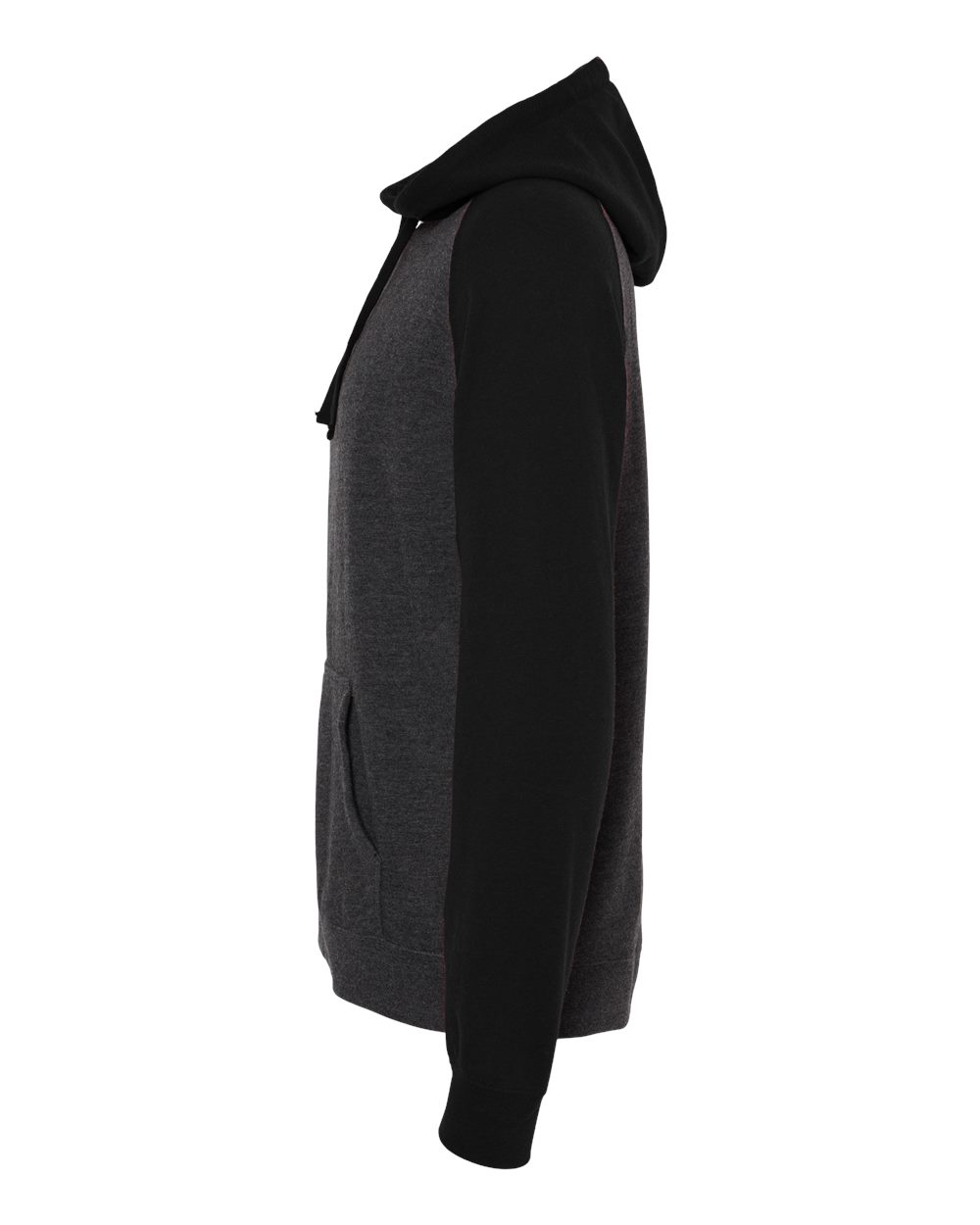 Unisex Raglan Hooded Sweatshirt - DirectSide - B82976502 - Charcoal Heather/ Black