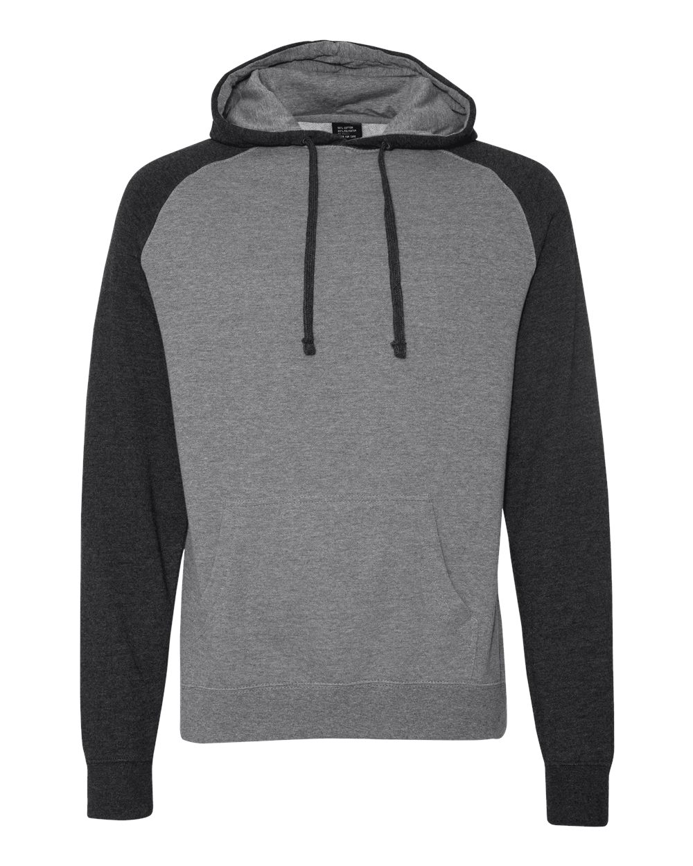 Unisex Raglan Hooded Sweatshirt - Front - B82976092 - Gunmetal Heather/ Charcoal Heather