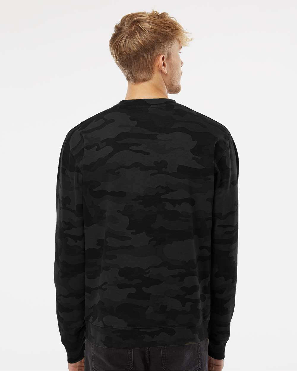 Unisex Midweight Crewneck Sweatshirt - OnModelBack - B83676992 - Black Camo