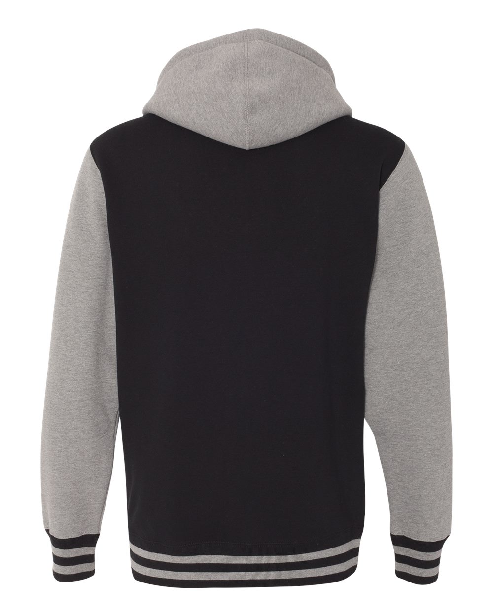 Unisex Heavyweight Varsity Full-Zip Hooded Sweatshirt - Back - B20576502 - Black/ Gunmetal Heather