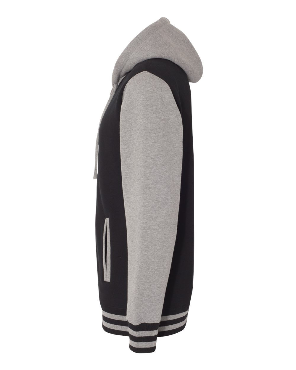 Unisex Heavyweight Varsity Full-Zip Hooded Sweatshirt - DirectSide - B20576502 - Black/ Gunmetal Heather