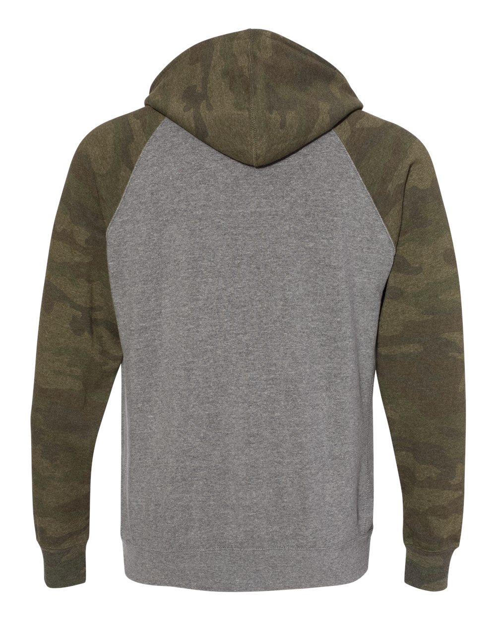 Unisex Special Blend Raglan Hooded Sweatshirt - Back - B83376982 - Nickel Heather/ Forest Camo
