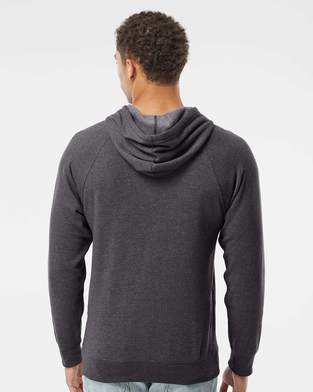 Unisex Special Blend Raglan Hooded Sweatshirt - OnModelBack - B83376092 - Carbon