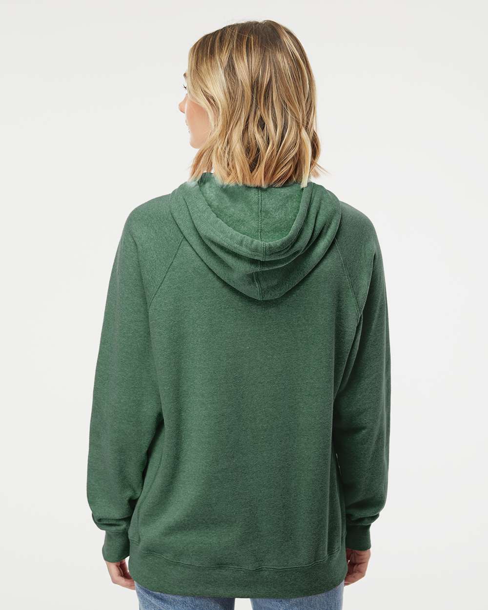 Unisex Special Blend Raglan Hooded Sweatshirt - OnModelBack - B83376542 - Moss