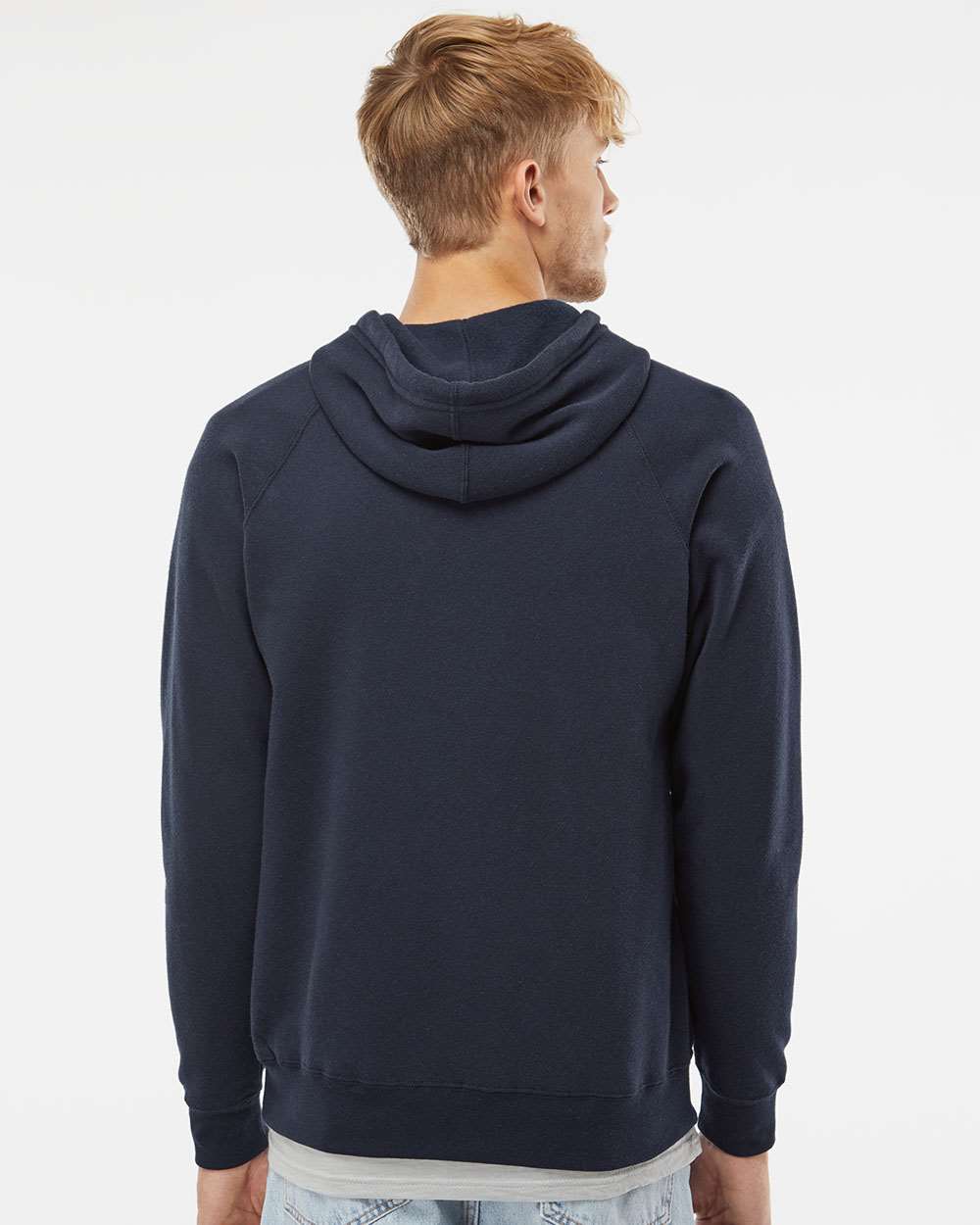 Unisex Special Blend Raglan Hooded Sweatshirt - OnModelBack - B83376652 - Classic Navy
