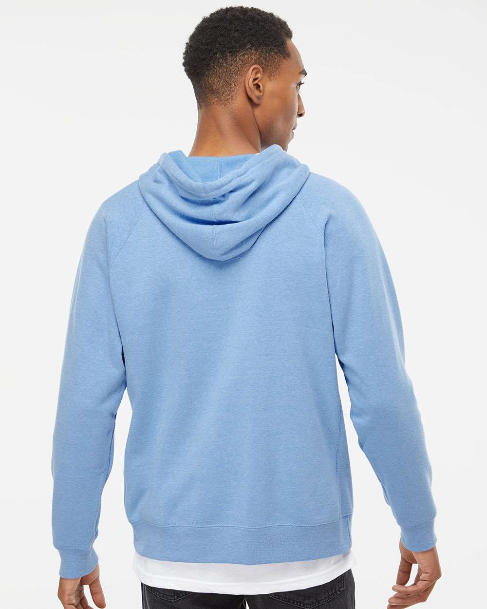 Unisex Special Blend Raglan Hooded Sweatshirt - OnModelBack - B83376682 - Pacific