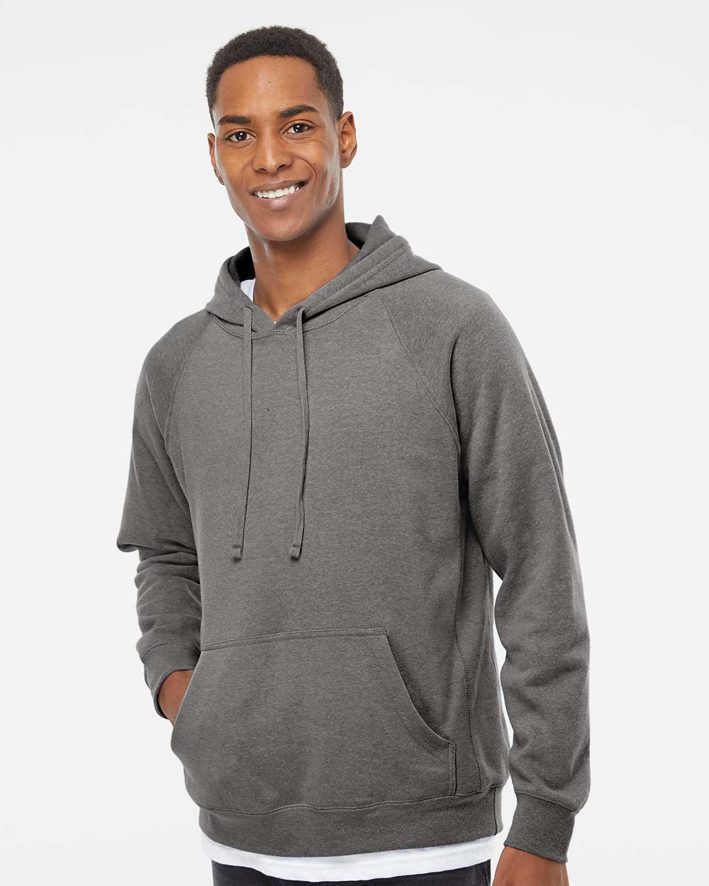 Unisex Special Blend Raglan Hooded Sweatshirt - OnModelFront - B83376352 - Nickel