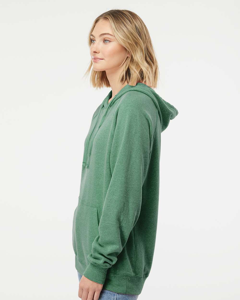 Unisex Special Blend Raglan Hooded Sweatshirt - OnModelSide - B83376052 - Sea Green