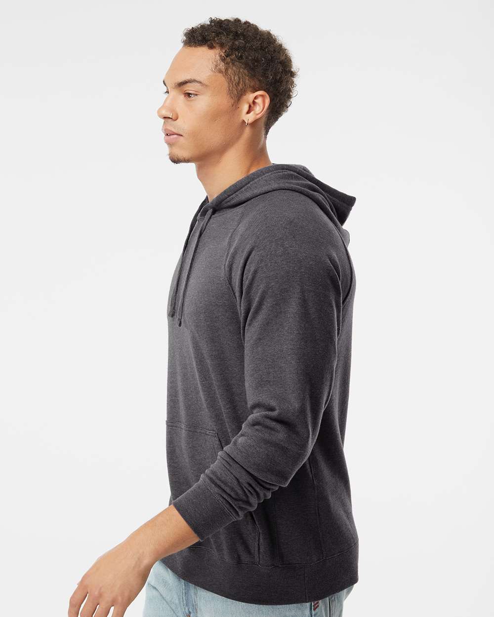 Unisex Special Blend Raglan Hooded Sweatshirt - OnModelSide - B83376092 - Carbon