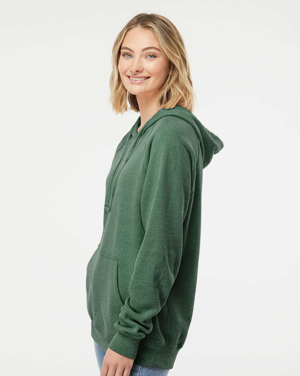 Unisex Special Blend Raglan Hooded Sweatshirt - OnModelSide - B83376542 - Moss