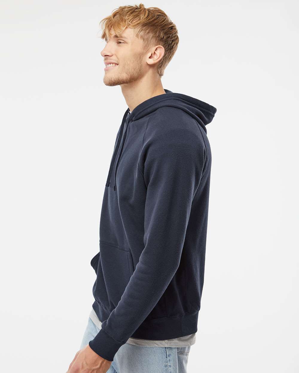 Unisex Special Blend Raglan Hooded Sweatshirt - OnModelSide - B83376652 - Classic Navy