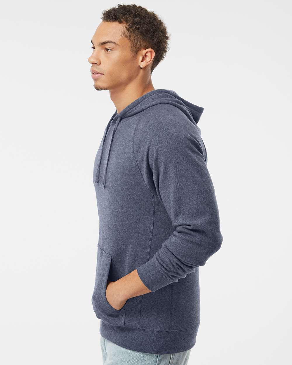 Unisex Special Blend Raglan Hooded Sweatshirt - OnModelSide - B83376862 - Midnight Navy